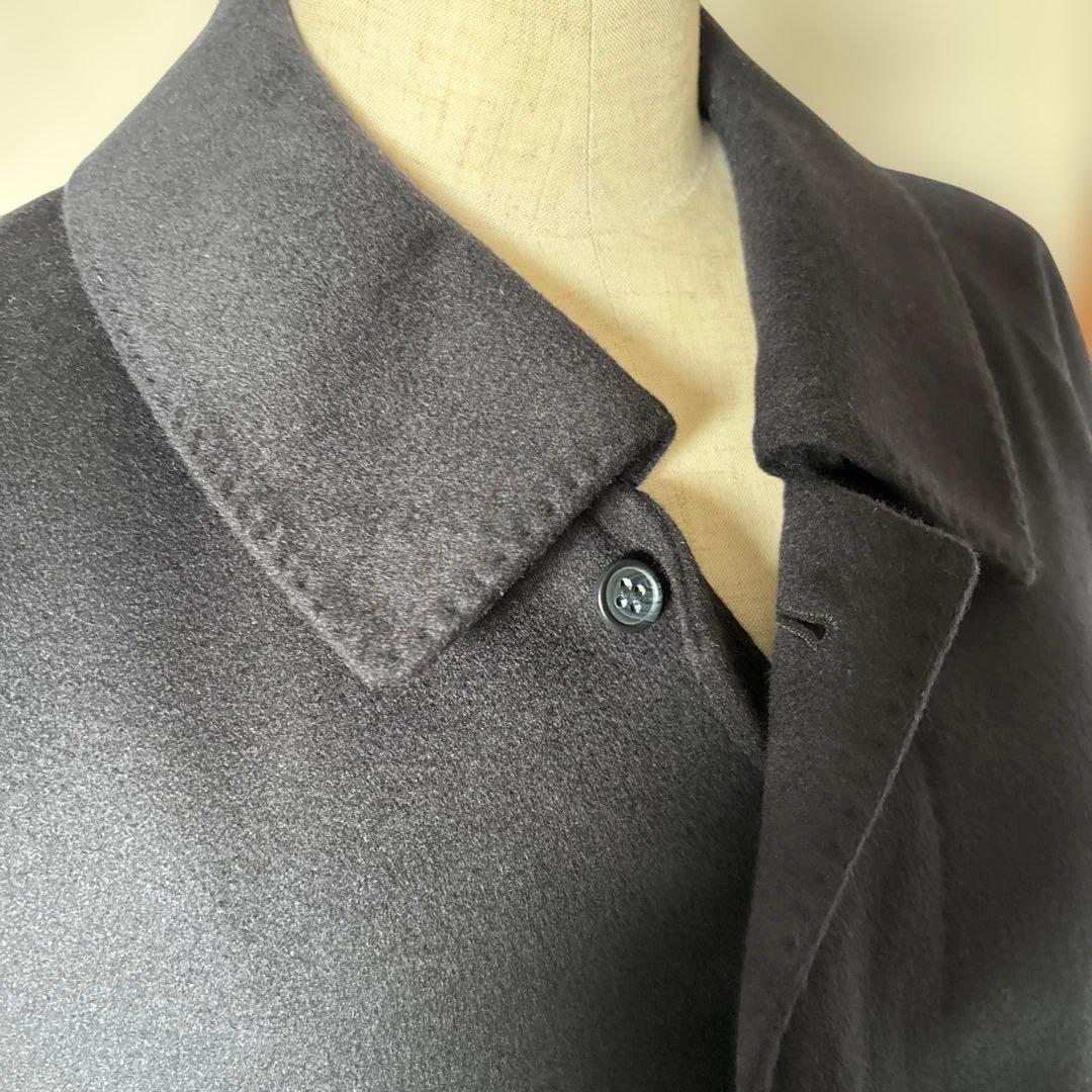 【新品】カシミア100% メンズステンカラーコート 濃紺　ロングコート175㎝