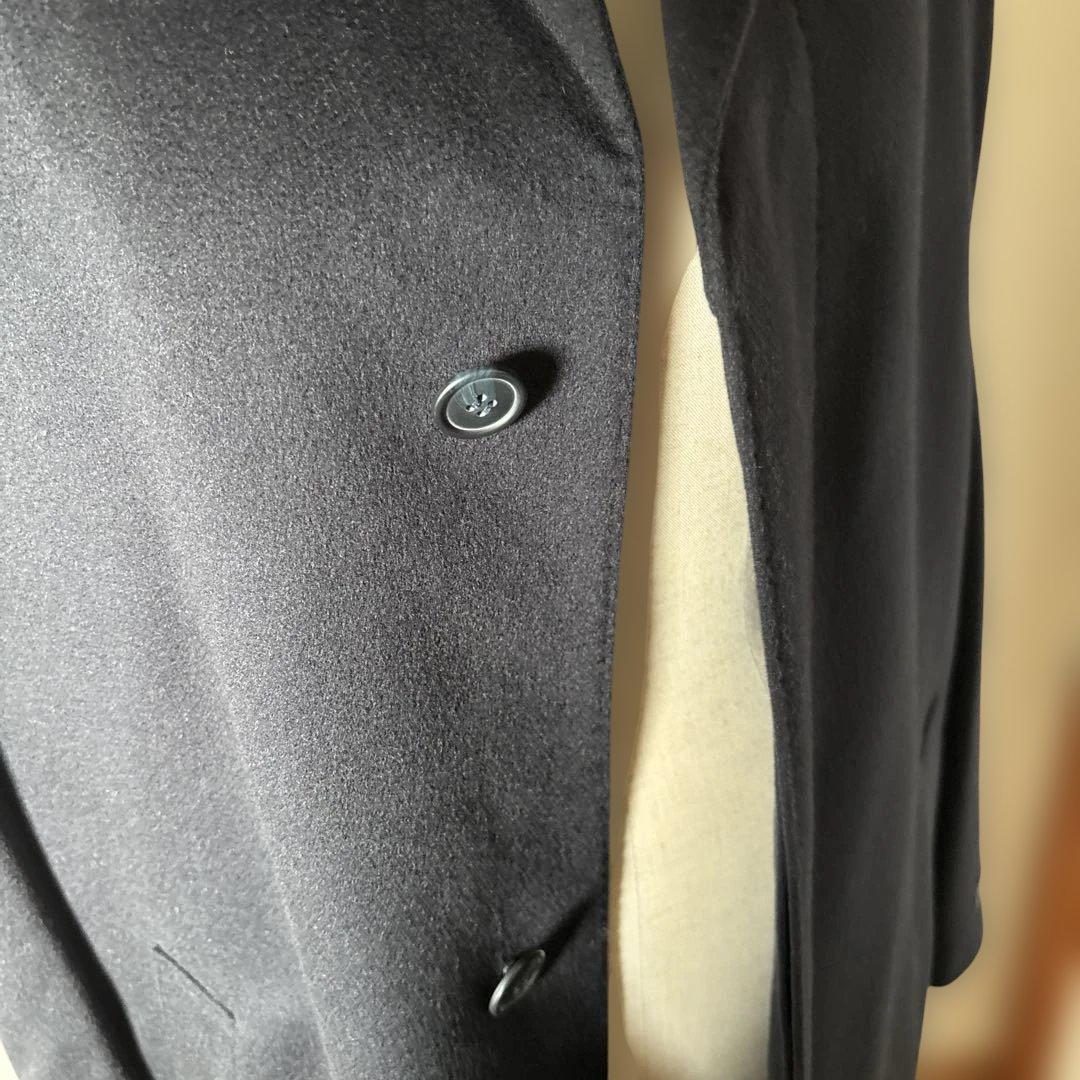 【新品】カシミア100% メンズステンカラーコート 濃紺　ロングコート175㎝