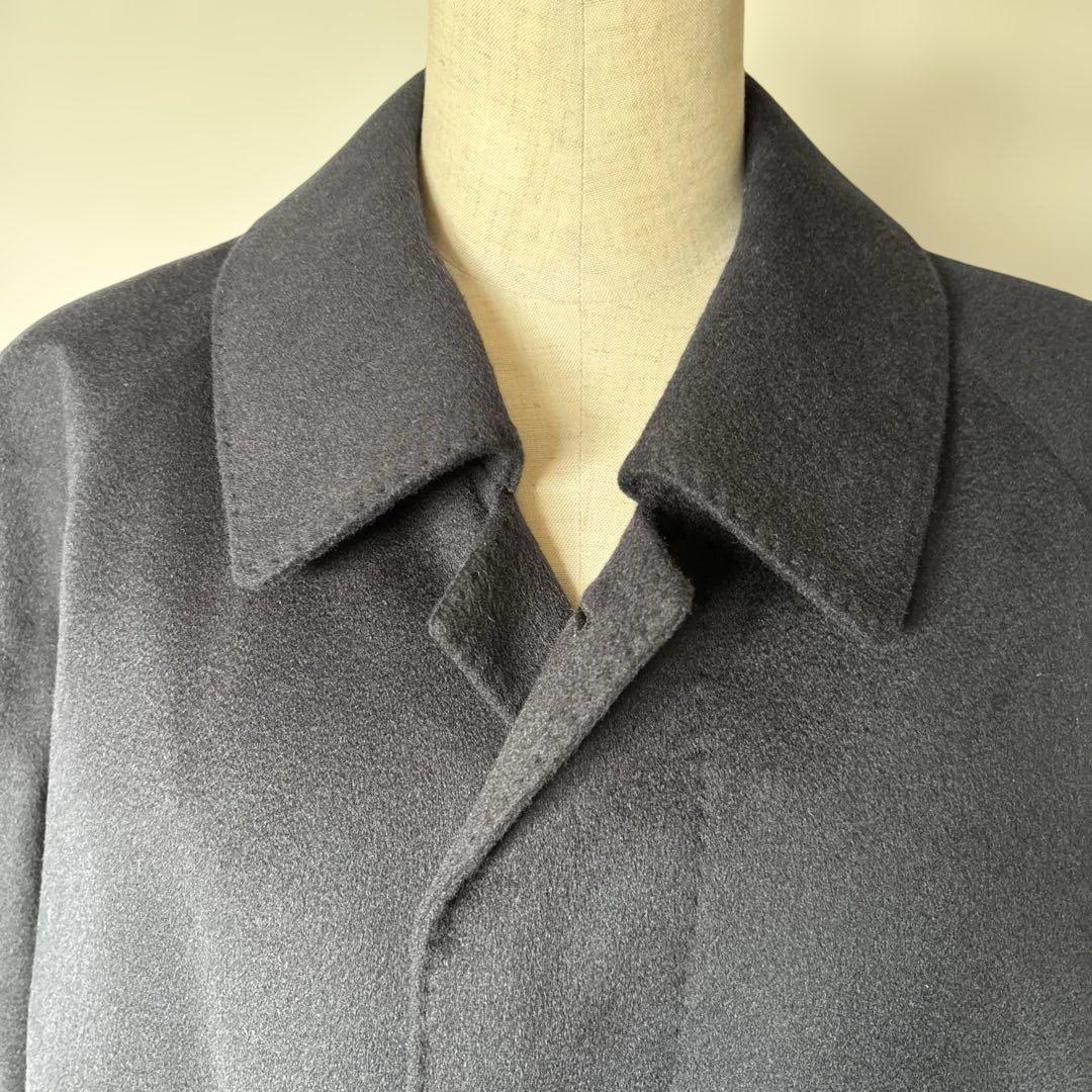 【新品】カシミア100% メンズステンカラーコート 濃紺　ロングコート175㎝