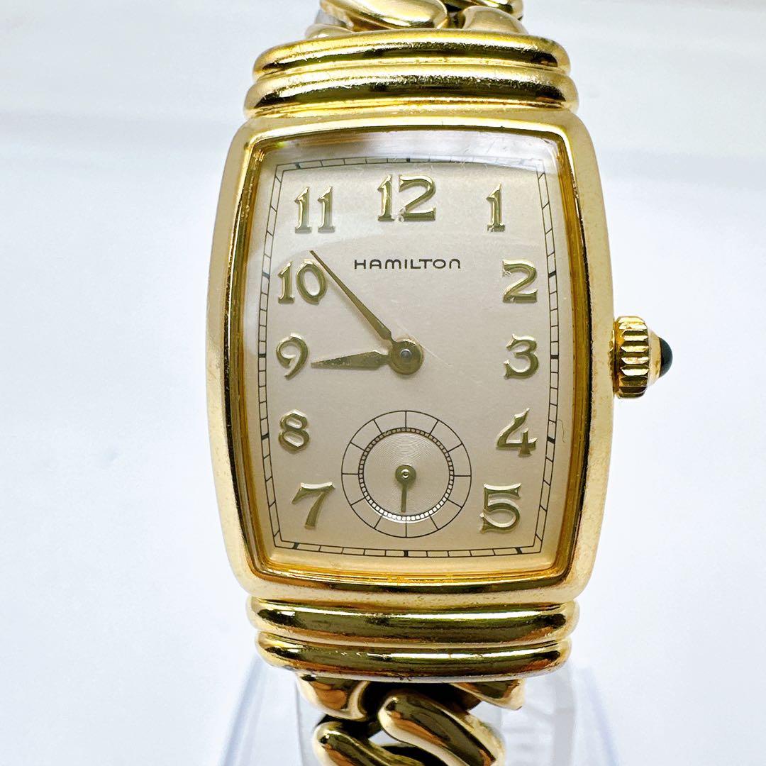 新品電池 稼働 ハミルトン 腕時計 ゴールド 6248 スモセコ 純正ベルト
