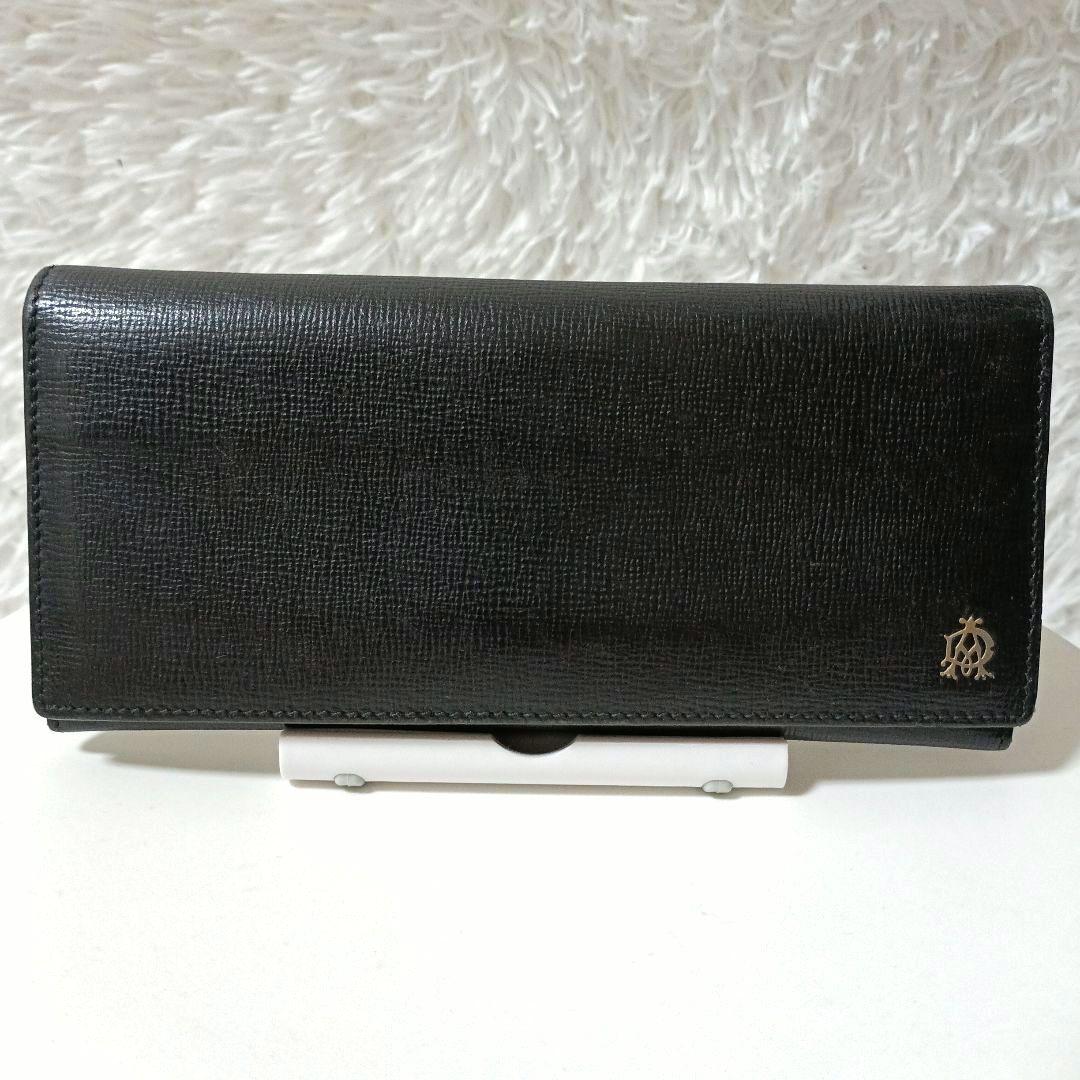dunhill　ダンヒル　レザー長財布　折り財布　黒　ブラック　ADロゴ　本革
