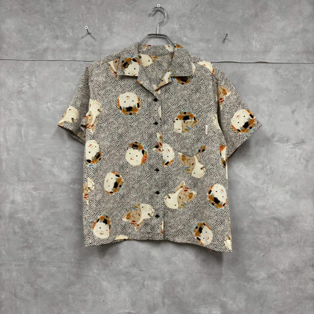ワンダフルワールド　カネコイサオ　犬柄 和柄 アロハ 半袖シャツ N1037
