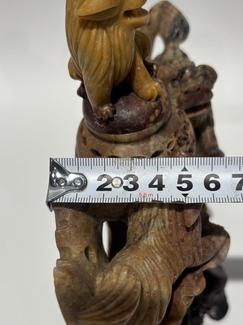 中国/獅子香炉/三頭の獅子/精密技工　/香炉（977）