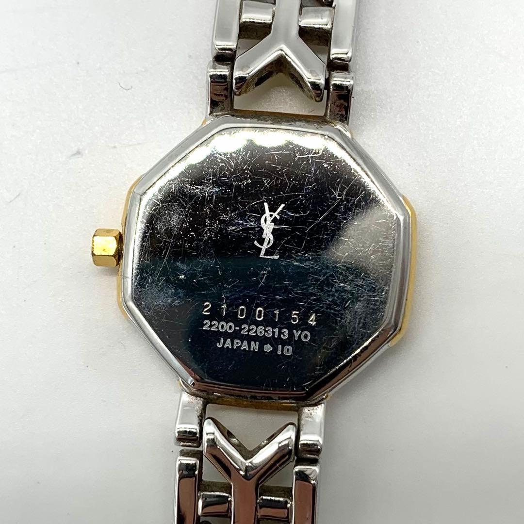 新品電池/稼働✨サンローラン 2200-226313 腕時計 オクタゴン コンビ