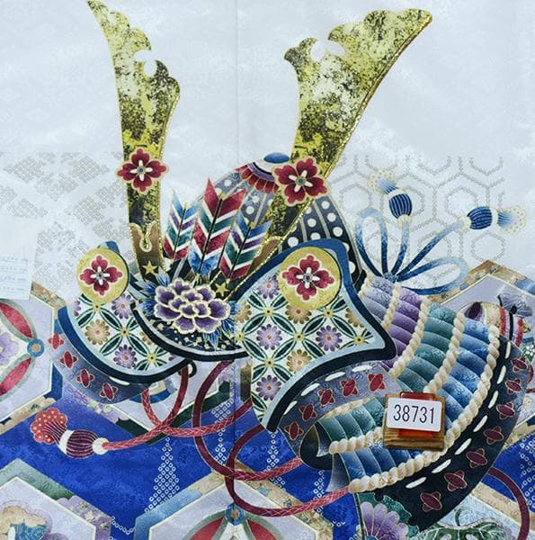 七五三 五歳 男児 羽織袴フルセット L寸 白地×青 袴変更可能 NO38731