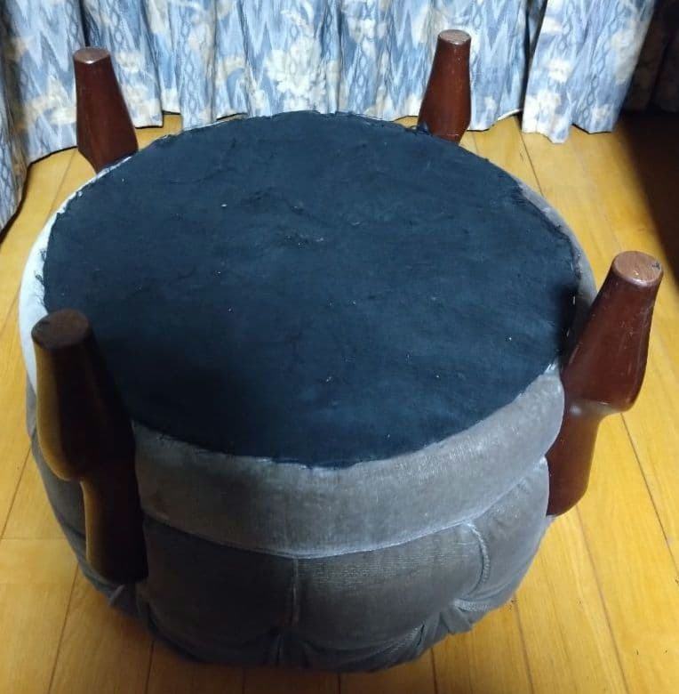 maruni　マルニ木工　ベルサイユシリーズ　オットマン 丸椅子　ベロア　グレー