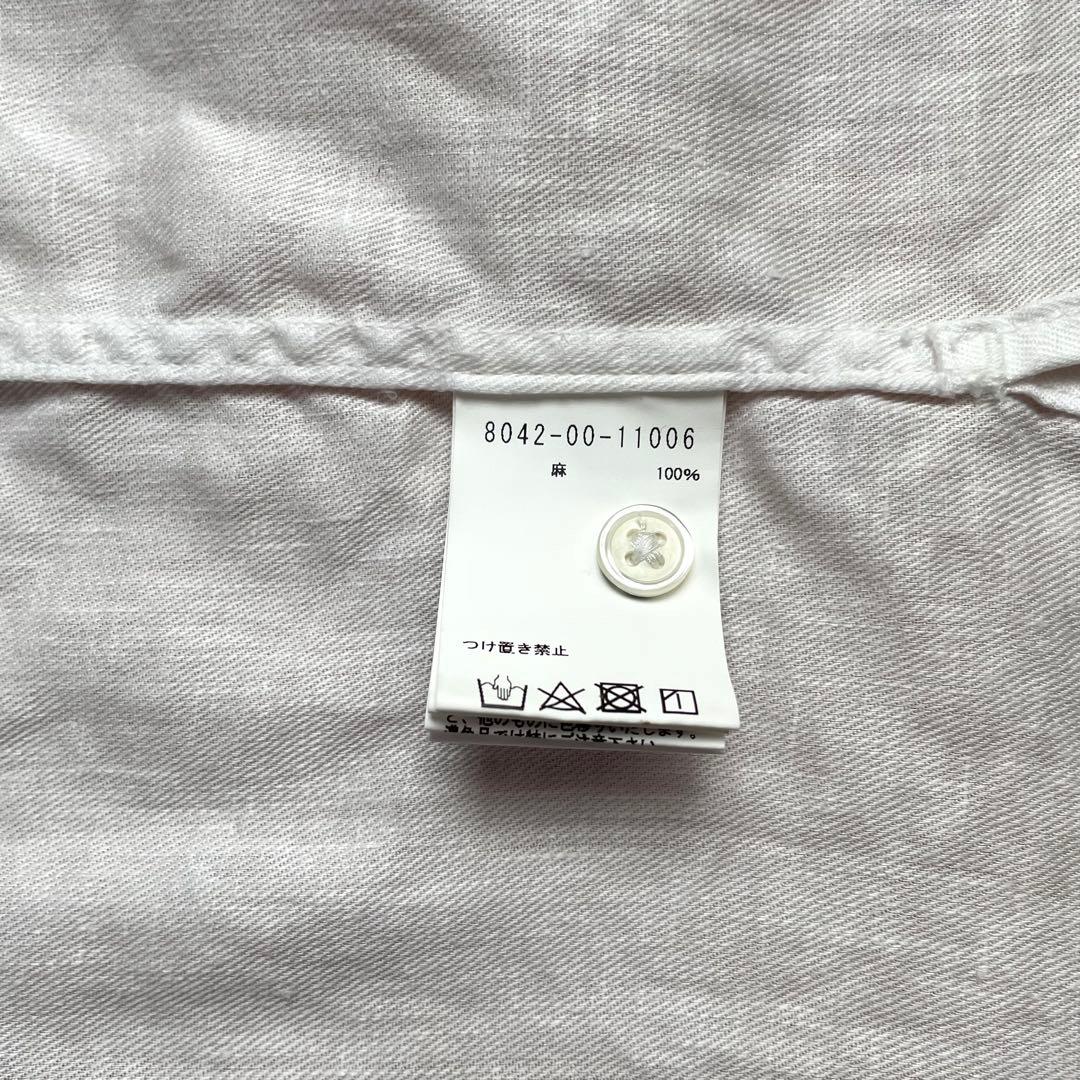 【サイズ50】Nigel Cabourn オープンカラーシャツ リネン 白 開襟