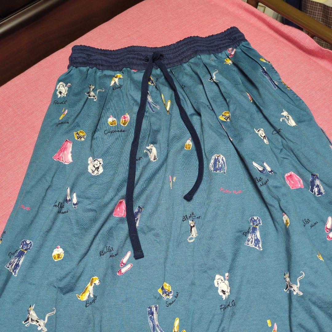 【レア物】【未使用美品】マドモアゼルノンノン　プリントスカート（DOG＆CAT）