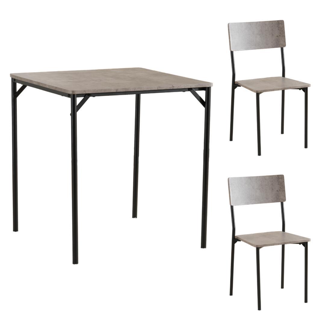 ダイニングセット 二人用 3点セット チェア 2脚テーブル 幅70cm　GRAY