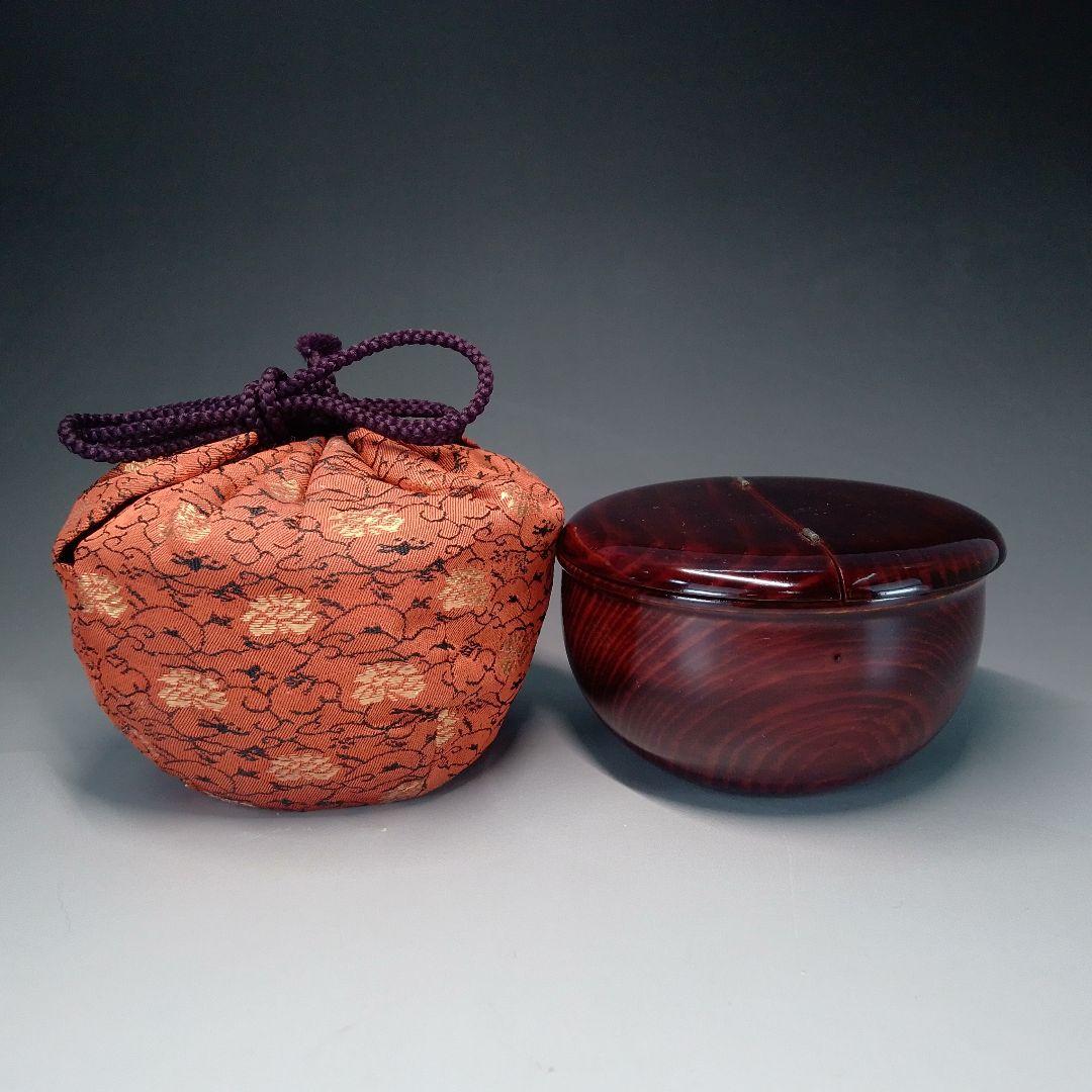 老松茶器　仕覆　一重蔓牡丹金襴　桜皮細工　茶筒　2点セット　専用