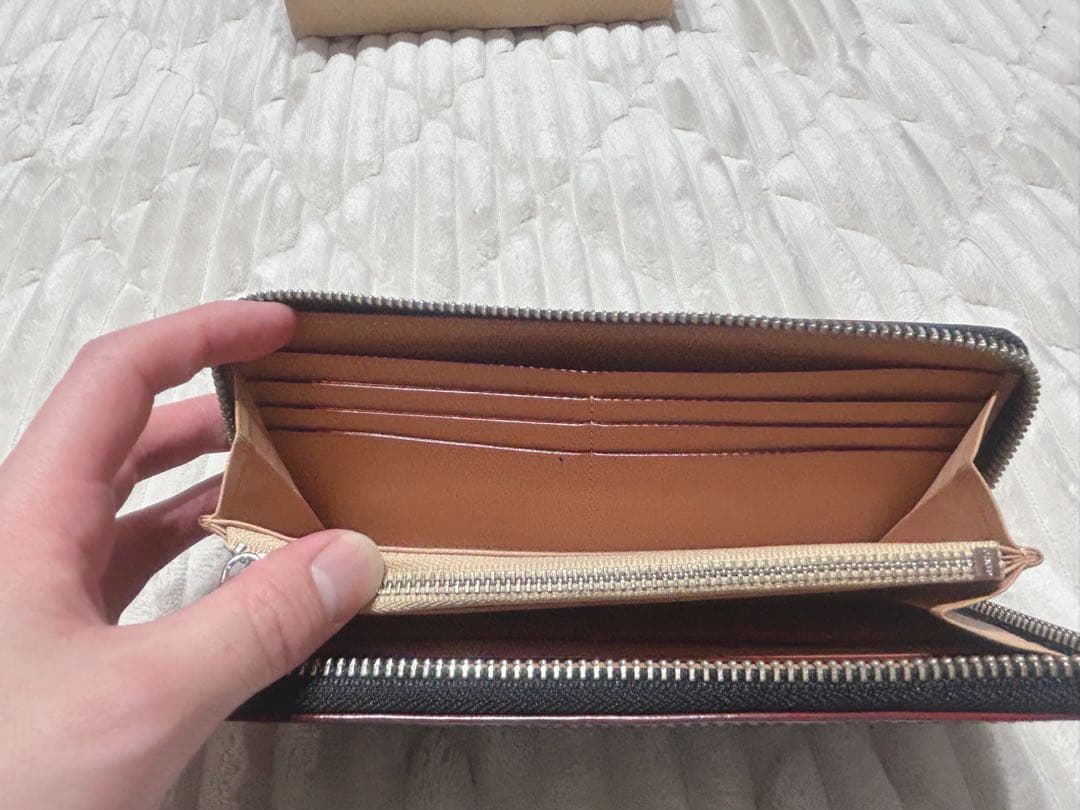 【GANZO】コードバン ラウンドファスナー長財布 ブラック ※wax付き