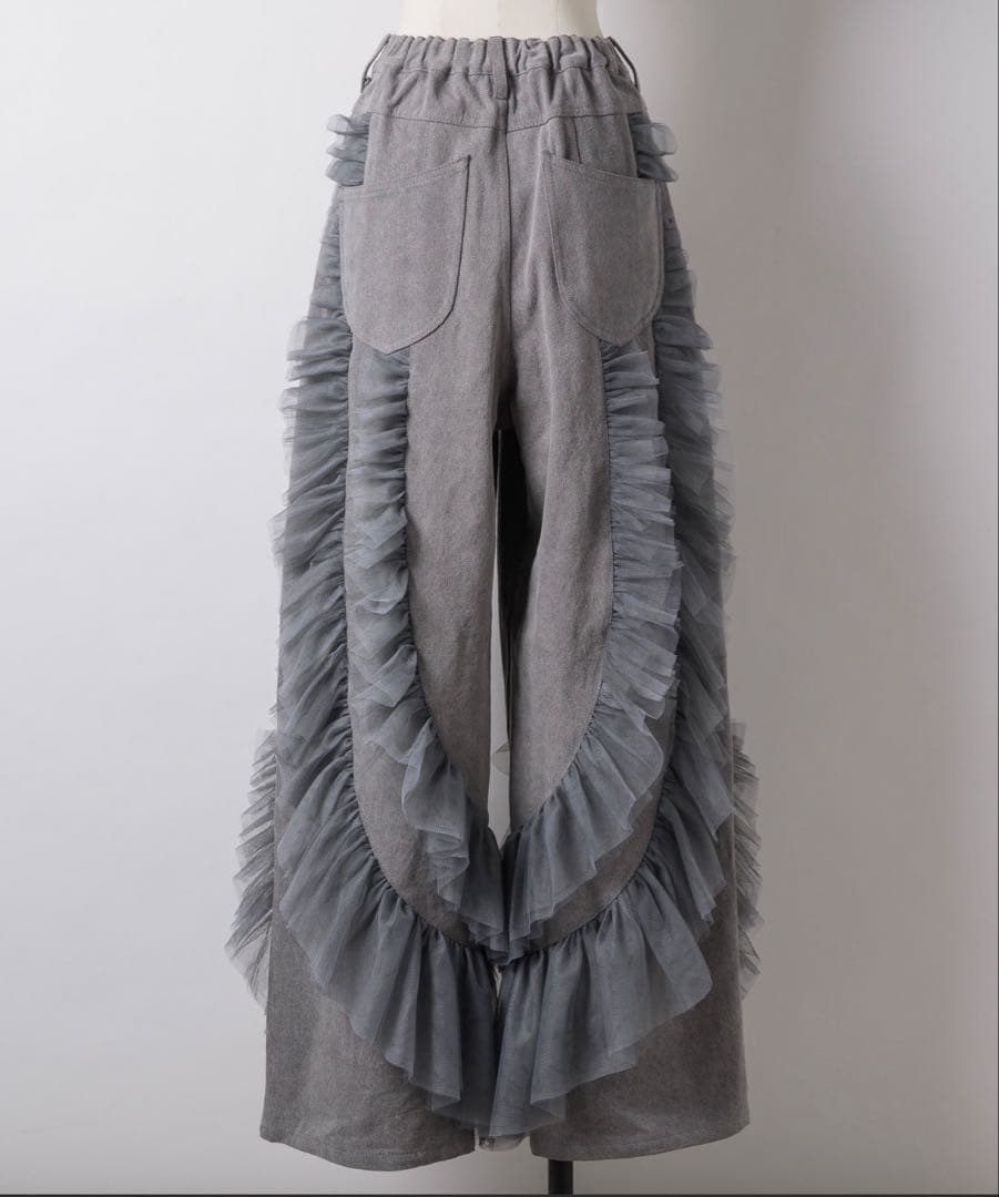 ラベルエチュード デニム × ギャザーチュールパンツ 0 グレー