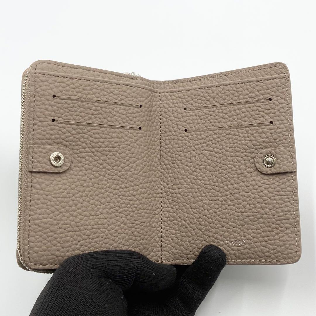 未使用級　vasic ROUND MINI 折り財布　ノット　レザー　ストーン