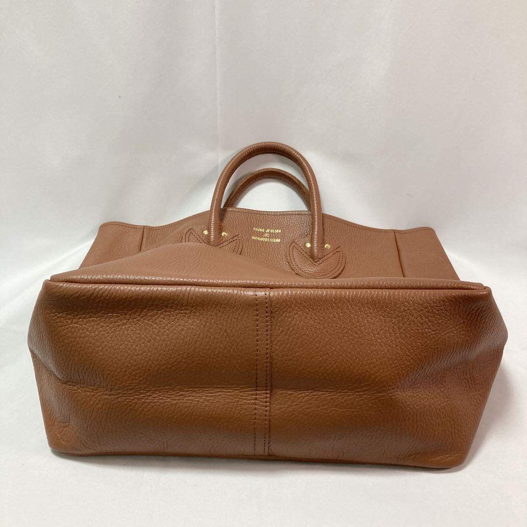 【美品】ヤングアンドオルセン トートバッグ エンボス レザー M ブラウン