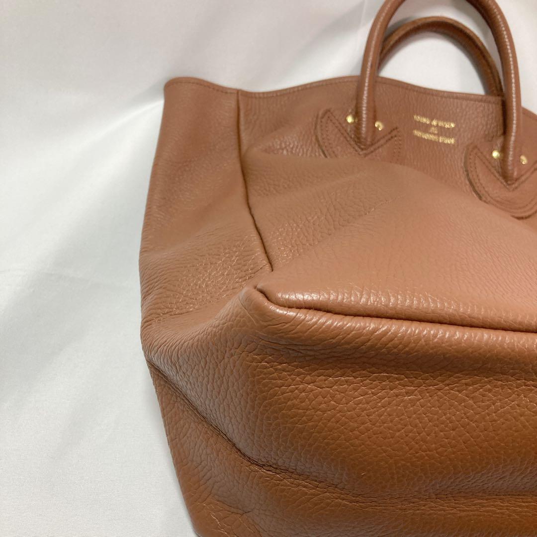 【美品】ヤングアンドオルセン トートバッグ エンボス レザー M ブラウン