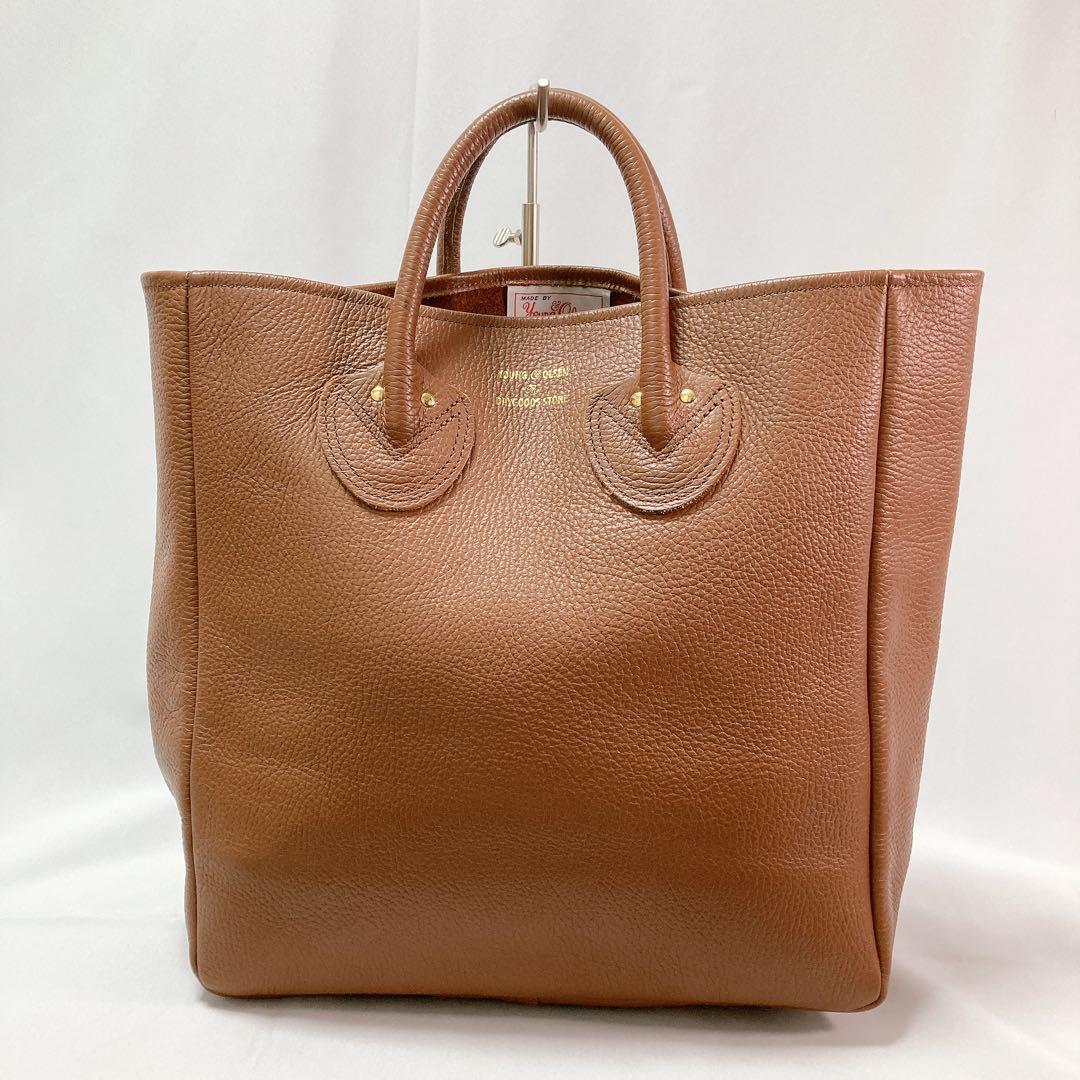 【美品】ヤングアンドオルセン トートバッグ エンボス レザー M ブラウン