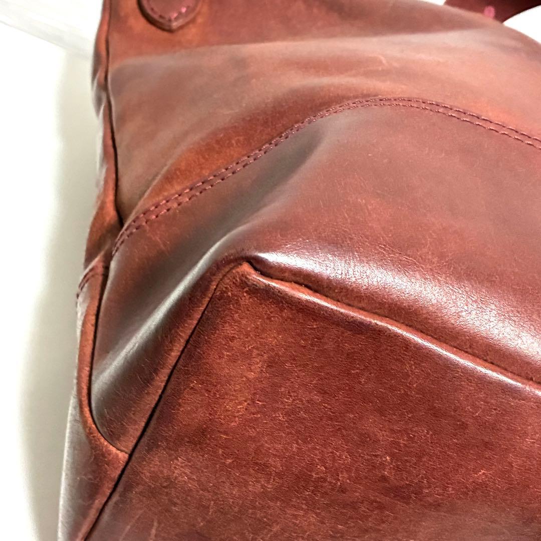 RYU トートバッグ ショルダーバッグ ブラウン 赤茶色 オールレザー 2way