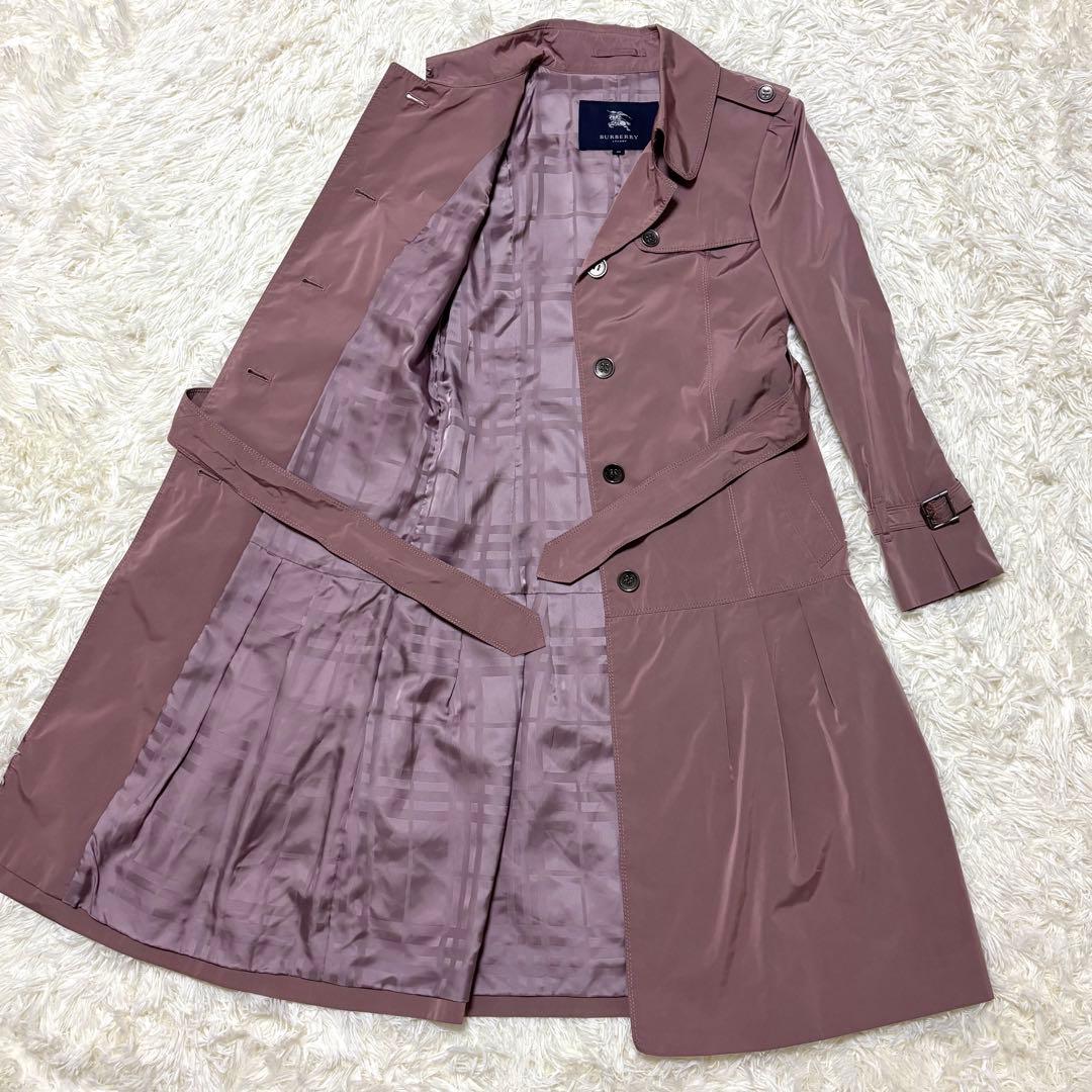 【バーバリーロンドン】トレンチコート　ノバチェック　ベルト　ピンク　40