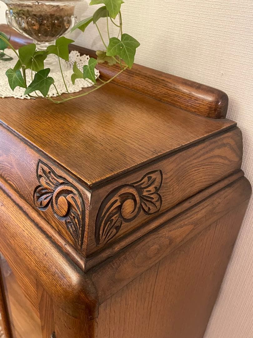 英国イギリス アンティーク家具 ブックケース 本棚 オーク材 猫脚 キャビネット