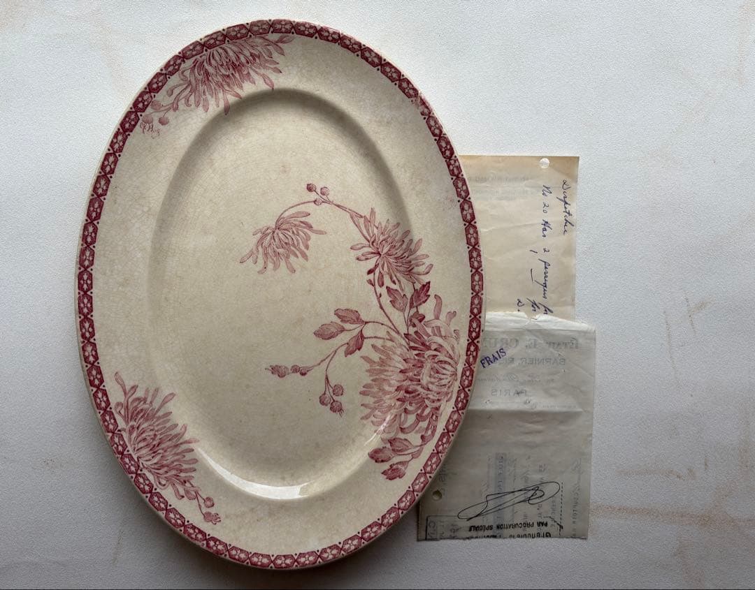 クレイユモントローTURENNE（チュレンヌ）赤オーバル皿　クレイユモントロー赤