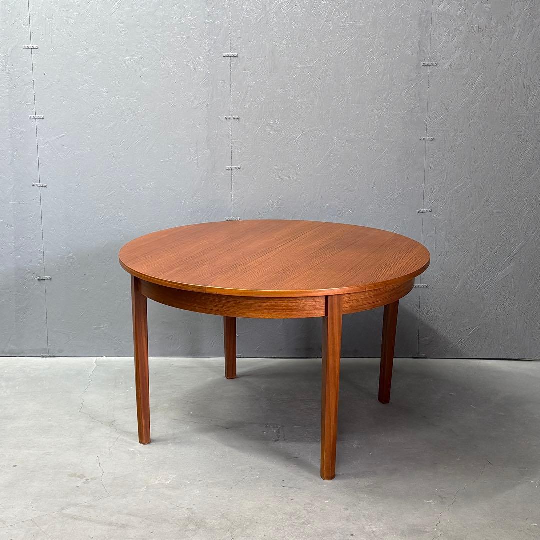 英国 ヴィンテージ チーク エクステンションラウンドテーブル (504)