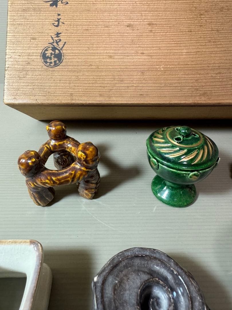 2885 川崎和楽作　楽七種　蓋置　7客　茶道具