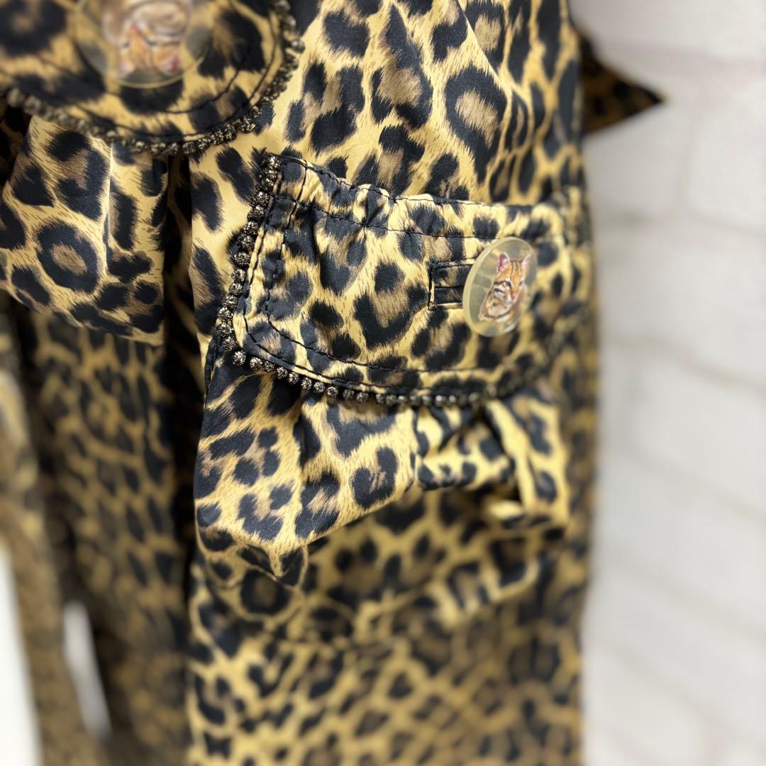 ★美品★ 伊太利屋 ヒョウ柄 トレンチ Mサイズ 日本製