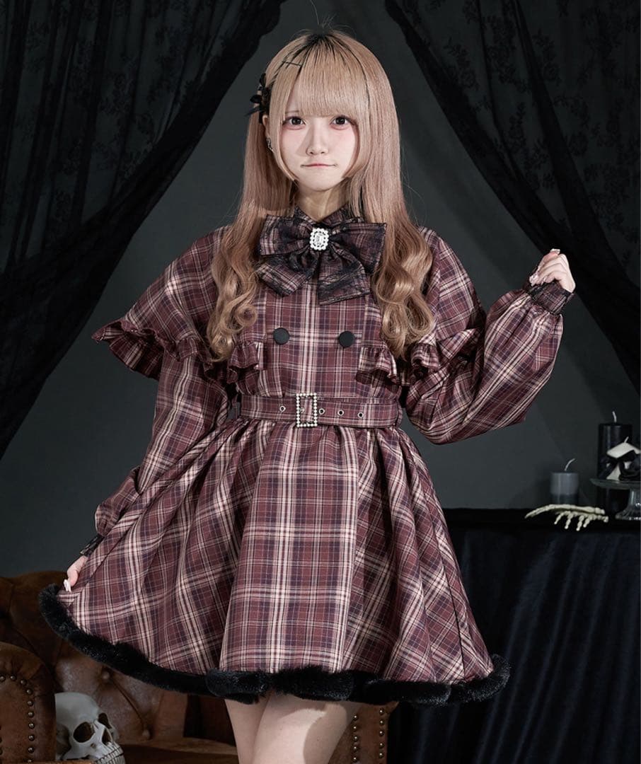 Palelfy ファー付きケープワンピ