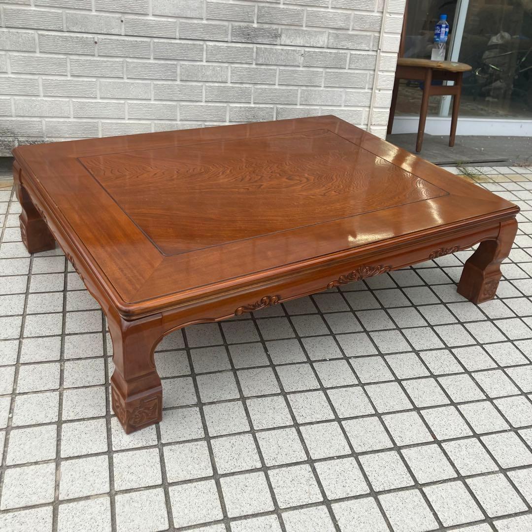 昭和レトロ 古家具 欅 木製テーブル 大型座卓 センターテーブル ローテーブル
