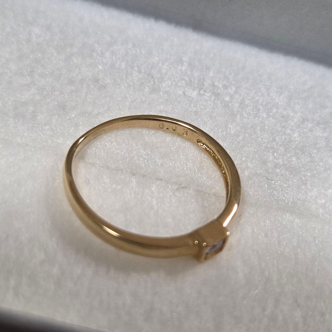 わ*読様 【新品】K18　スクエア　ダイヤモンド　リング　　イエローゴールド　0