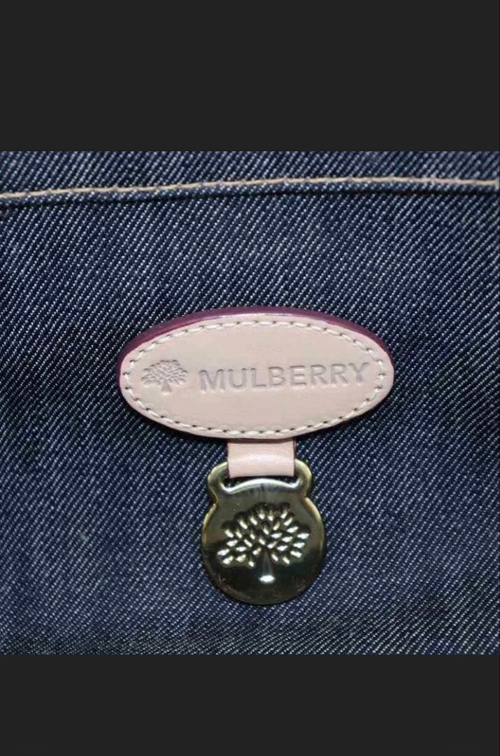 Mulberry ボストンバッグ ハンドバッグ ハート デニム地 紺