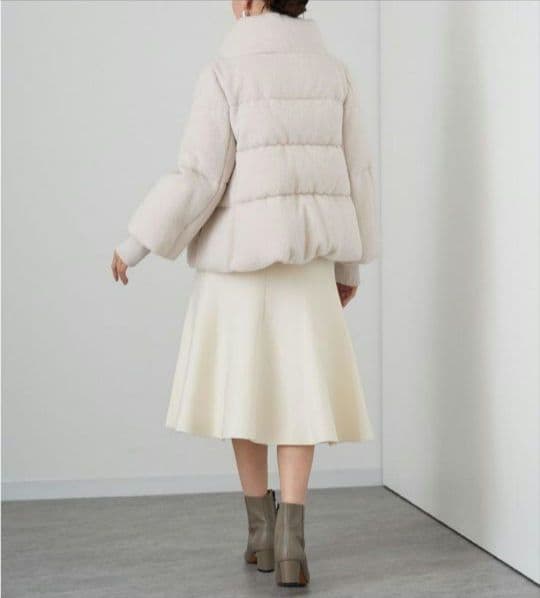 【新品】ANAYI アルパカシャギーダウンコート アイボリー36