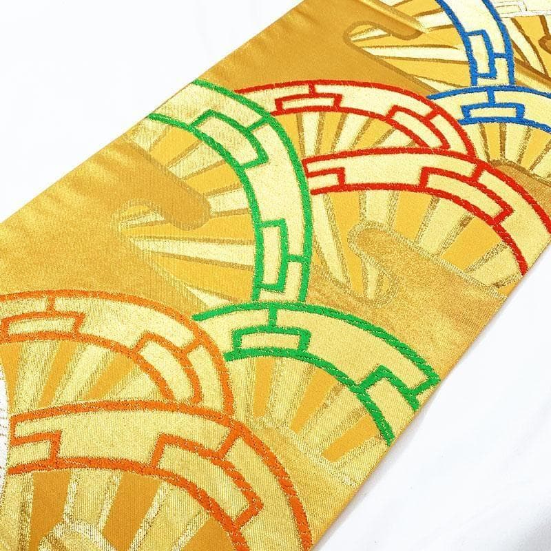 0ag55◆川島織物 祝帯 全通袋帯 源氏車◆十三参り ハーフ成人式 七五三