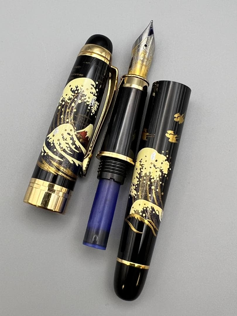 万年筆　蒔絵　龍虎　波鳥図　螺鈿装飾　3本セット