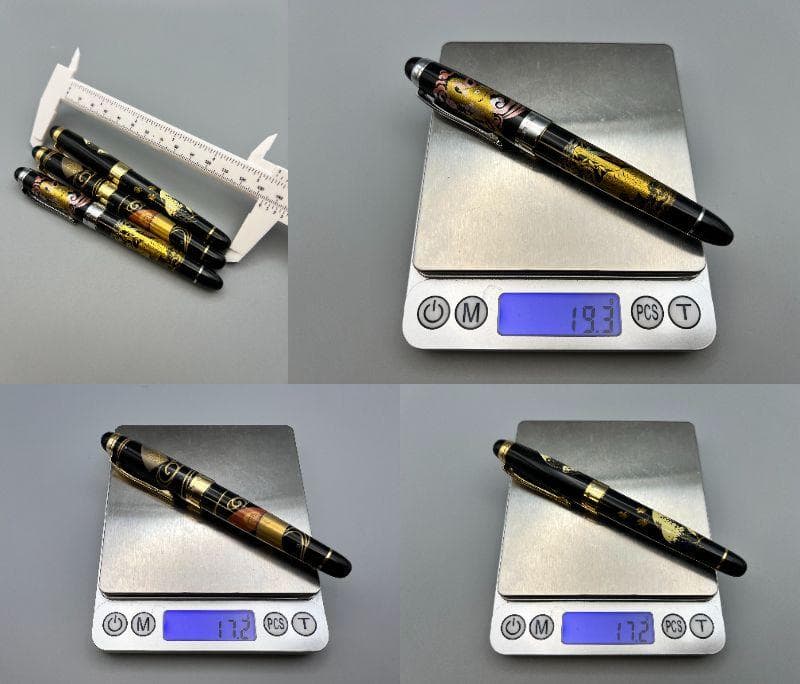 万年筆　蒔絵　龍虎　波鳥図　螺鈿装飾　3本セット