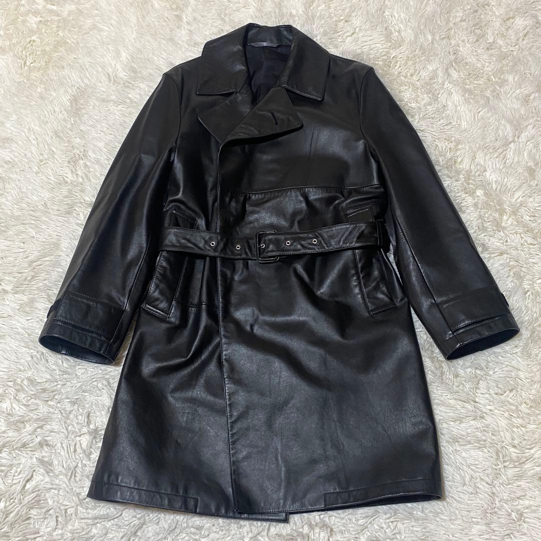 美品✨Paul smith トレンチコート 牛革 レザー 黒 ベルト M