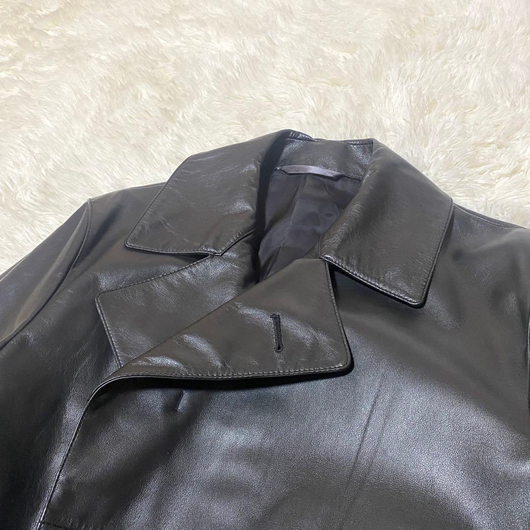 美品✨Paul smith トレンチコート 牛革 レザー 黒 ベルト M