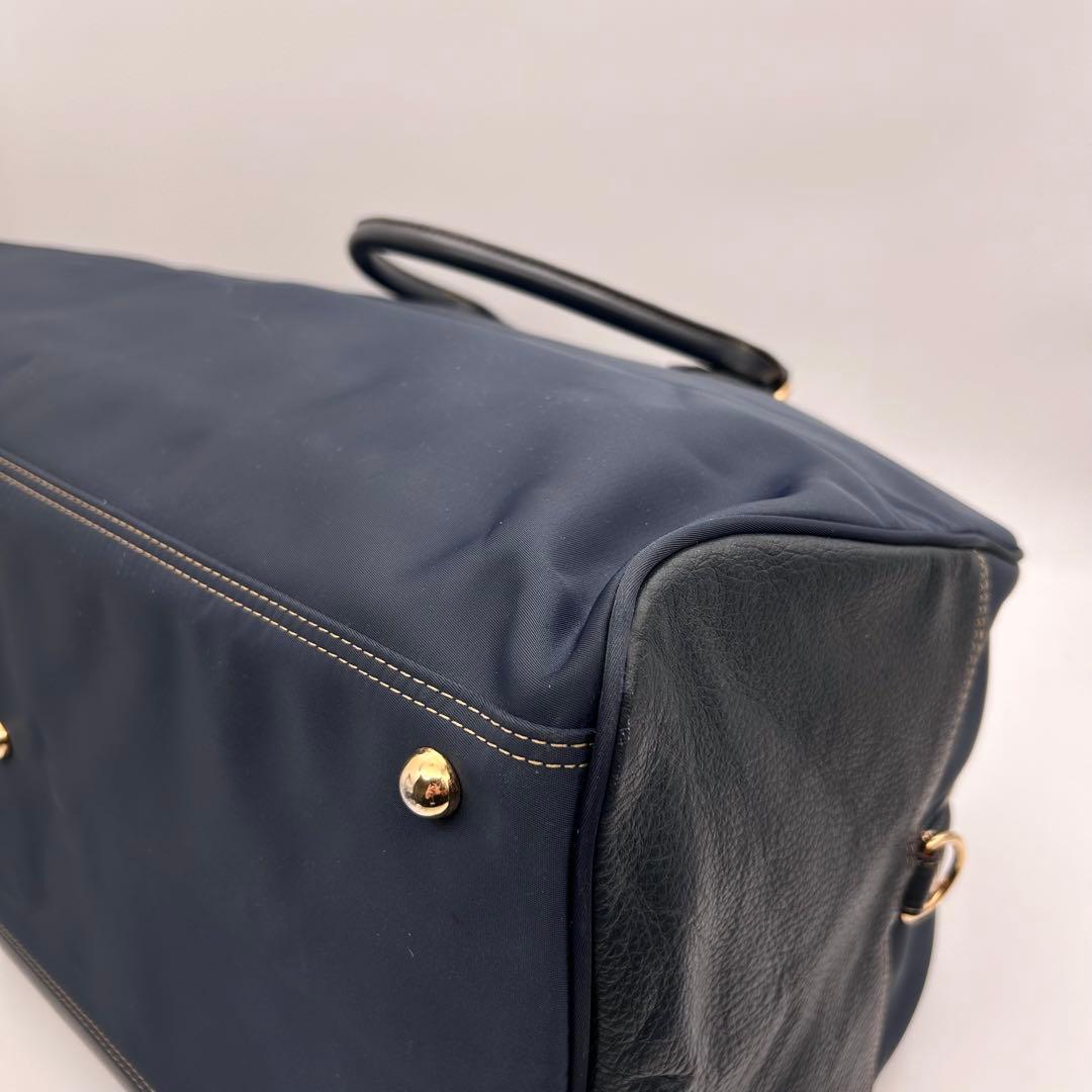 極美品　ヴァレンティノガラバーニ　ボストンバッグ　2way　レザー　ナイロン　紺