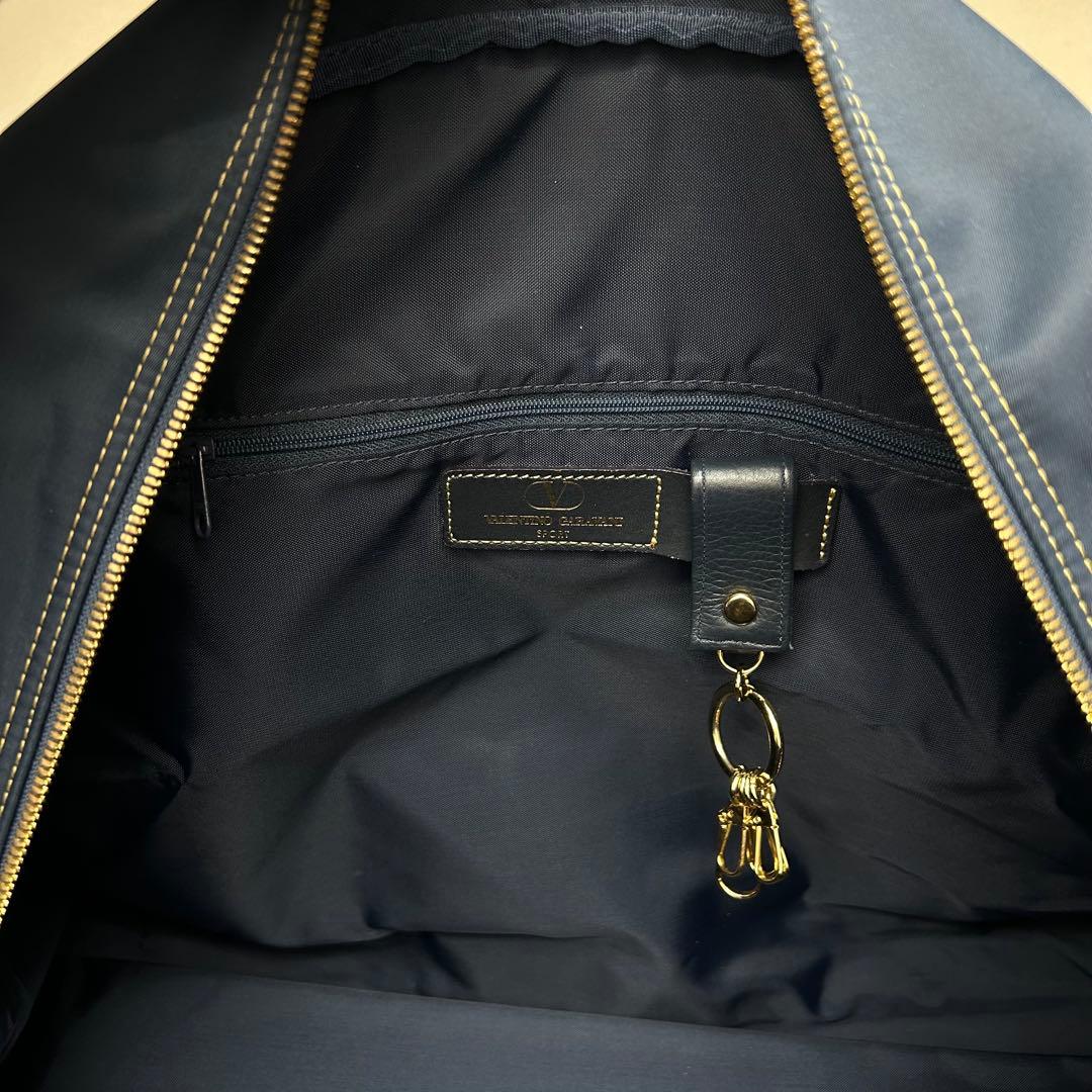 極美品　ヴァレンティノガラバーニ　ボストンバッグ　2way　レザー　ナイロン　紺