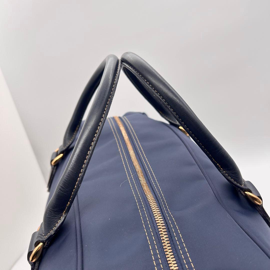 極美品　ヴァレンティノガラバーニ　ボストンバッグ　2way　レザー　ナイロン　紺