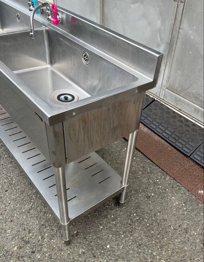 業務用 2槽シンク 2口蛇口付き 幅1500×奥450×高さ820+90