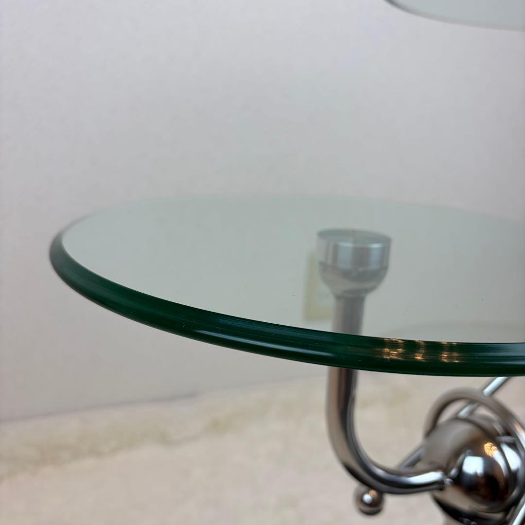 送料無料 サイドテーブル 2段式 ガラス・金属製 大理石