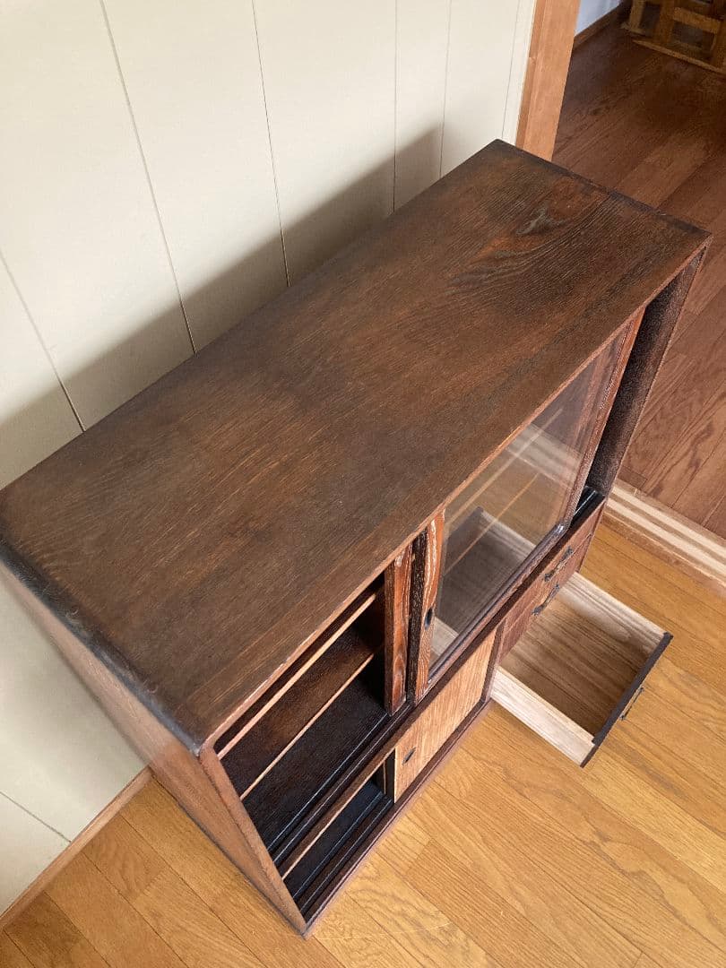 【昭和レトロ】アンティーク 棚 収納箪笥 飾り棚 食器棚 本棚 キャビネット