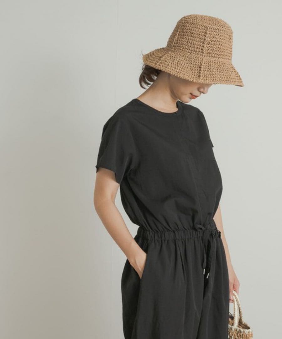 URBAN RESEARCH DOORS フレンチスリーブコンビネゾン　ブラック