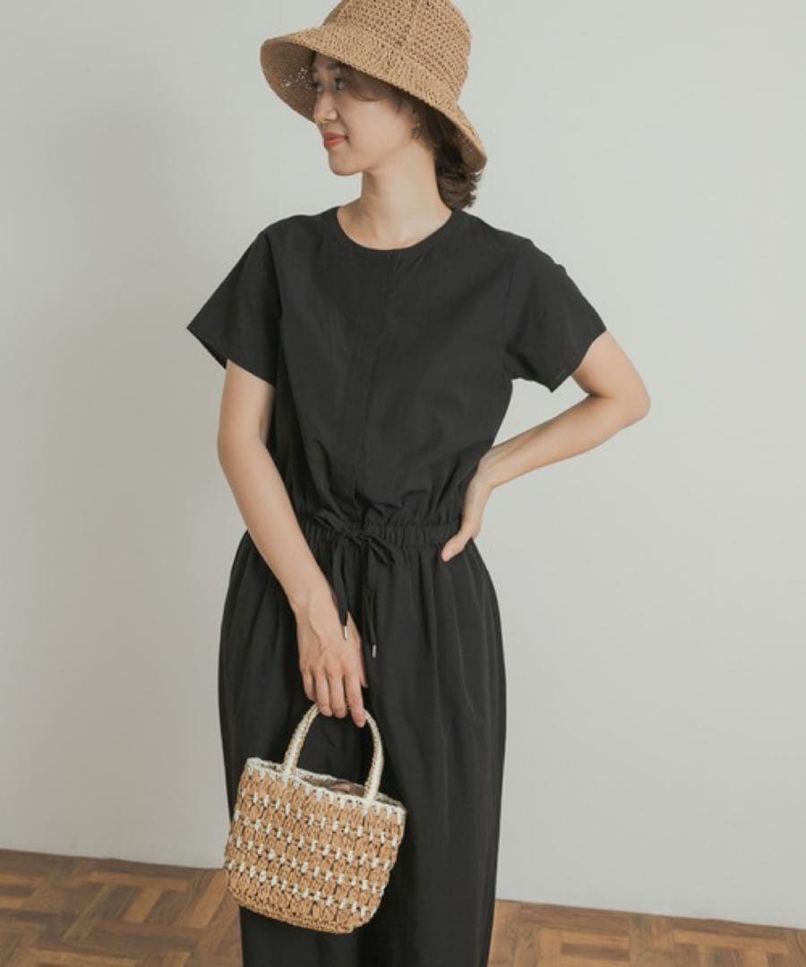 URBAN RESEARCH DOORS フレンチスリーブコンビネゾン　ブラック