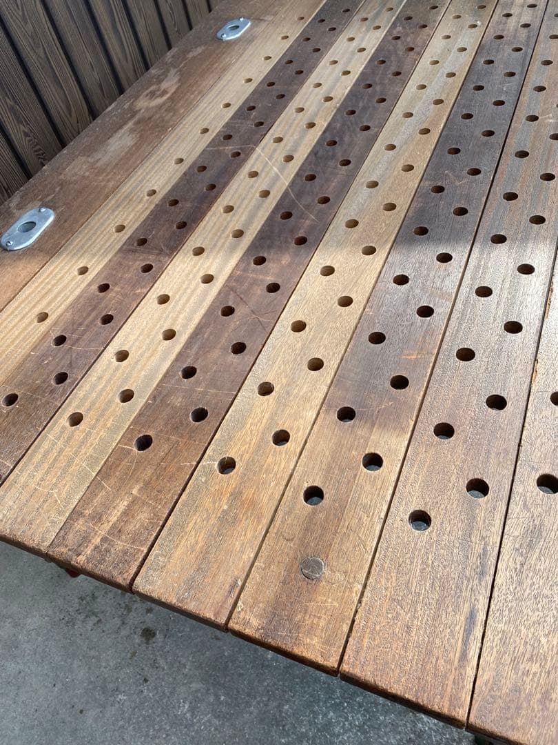 ワークテーブル　ローテーブル　アイアンウッド　鉄脚　作業台　ヴィンテージ