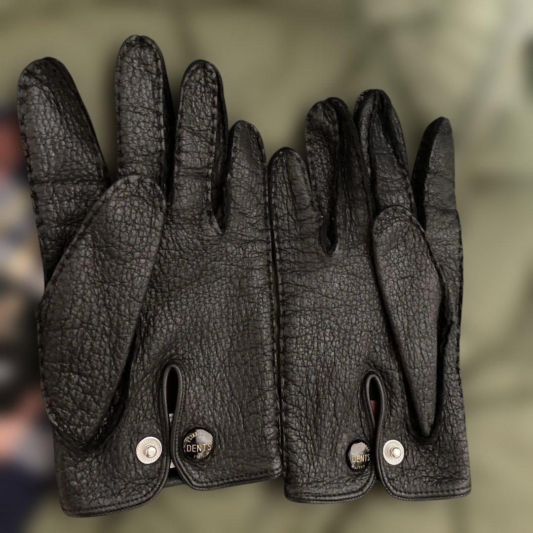 【英国老舗】極美品/DENTS製ペッカリー本革レザー手袋ブラック