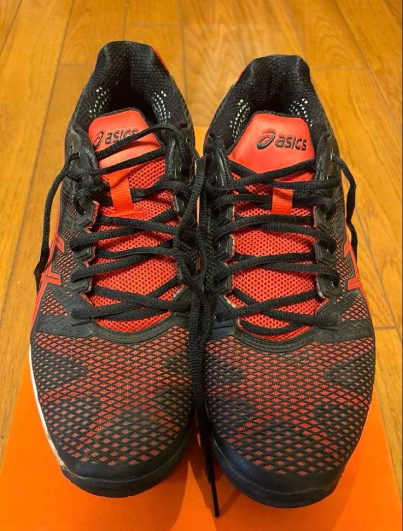 28cm asics テニスシューズ GEL 黒/赤