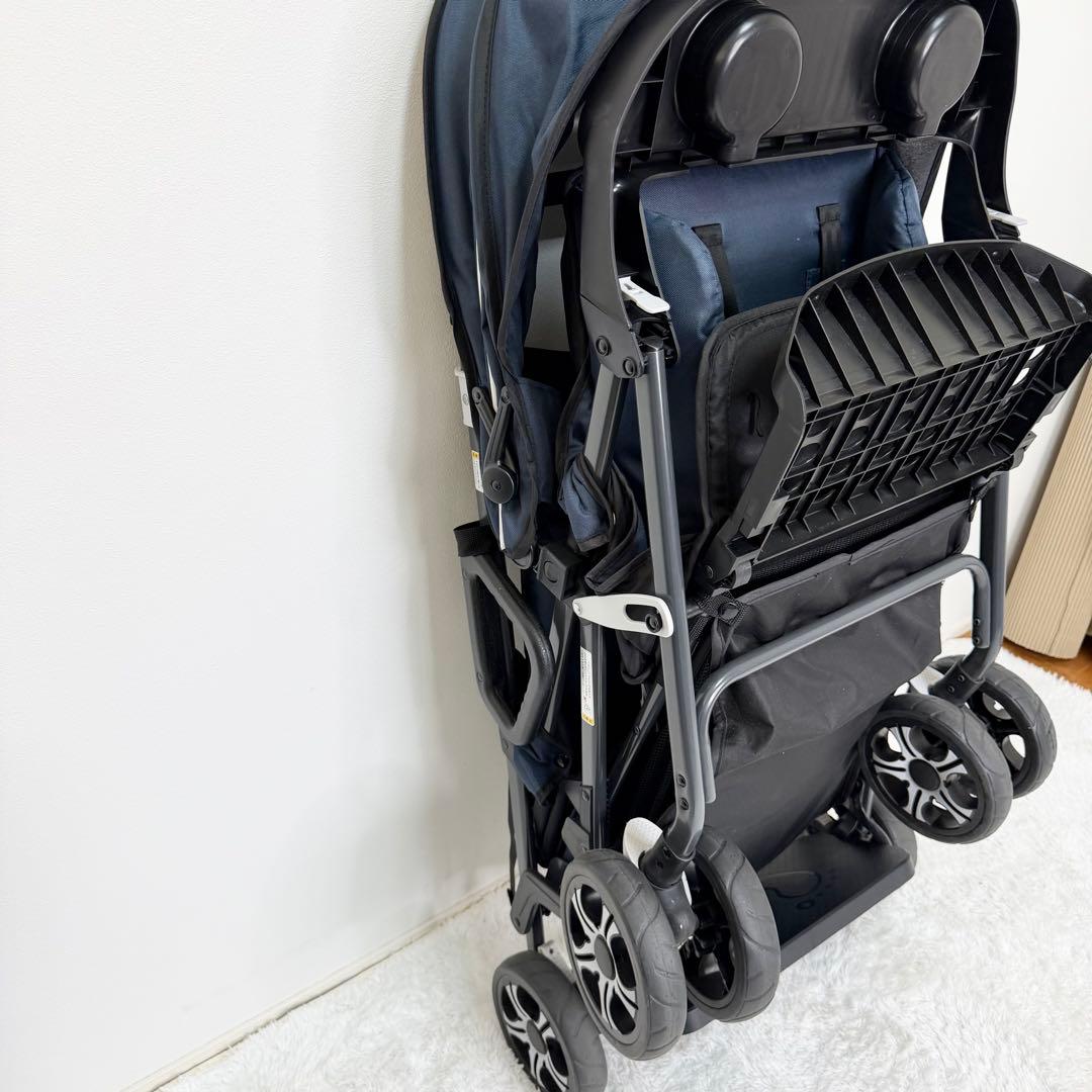 美品 KATOJI 二人でゴー 二人乗りベビーカー 専用リアシート付き