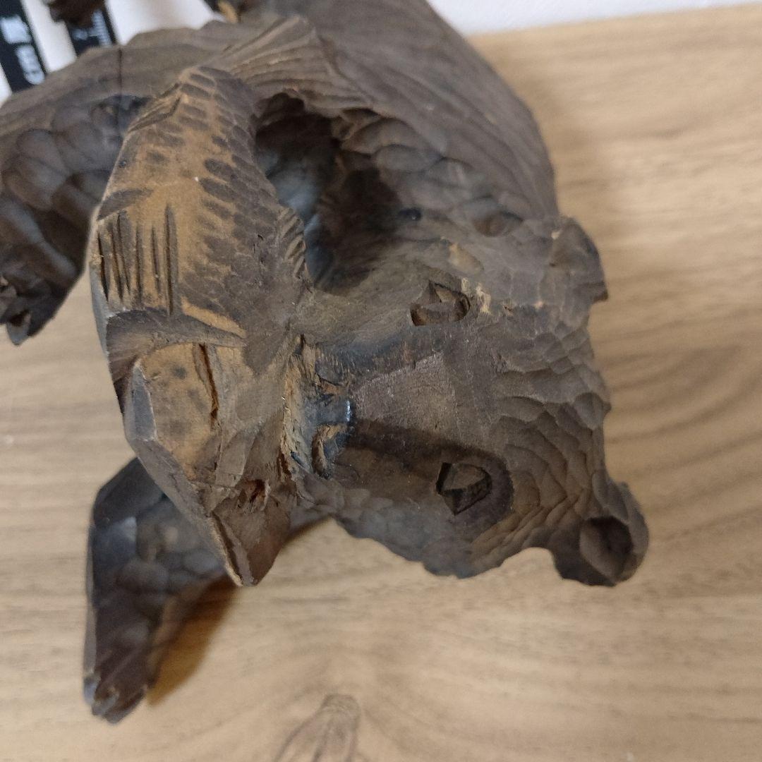 彫刻 アンティーク工芸品希少熊置物北海道民藝 木彫り熊 アイヌ オブジェ 骨董